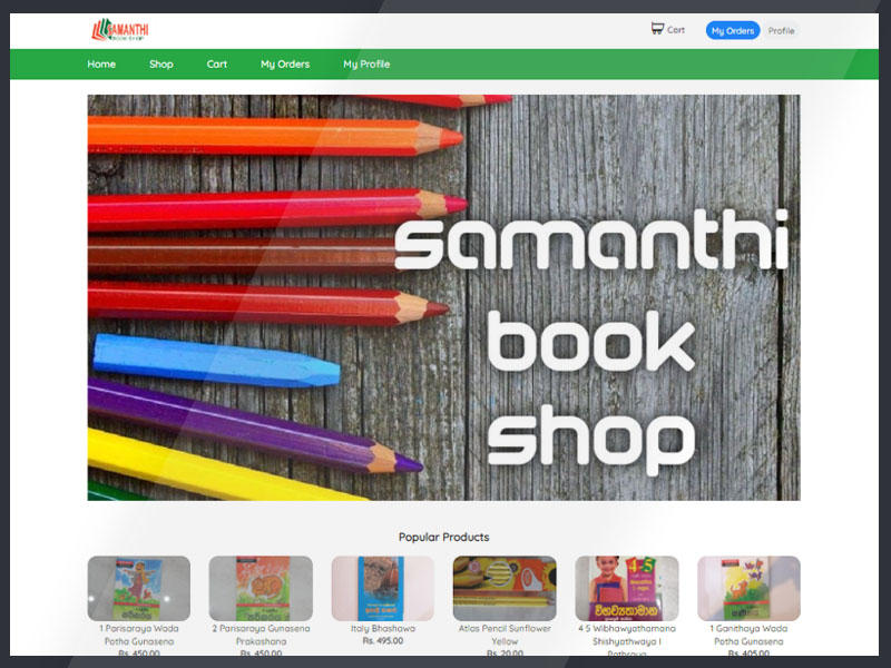Samanthi bookshop is one of the largest bookshops in Nattandiya area and this website uses their e-commerce platform directly linked to World POS software.